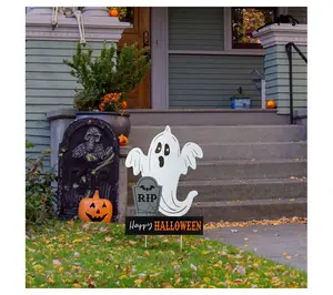 Glitzhome LED Halloween Ghost Tombstone GardenStake w/ Timer