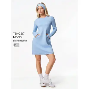 GLOWMODE Modal Midi Dress Side Invisible Pockets Built-In Thumbnail Casual Daily