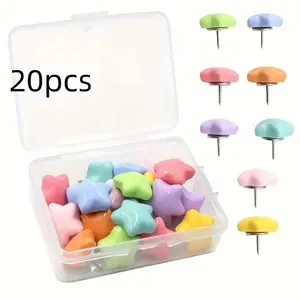 20 Star-Shaped Abs Plastic Push Pins, Multi-Color Star Design Thumbtacks for Whiteboards, Photo Walls, Notice Boards, Office Supplies, School & Home Decor
