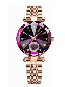 Cut Face Colorful Quartz Watch, Elegant Analog Chain Print, Alloy Case, All-Season Accessory, Perfect Gift for Friends and Loved Ones, Elegant Fashion Watch