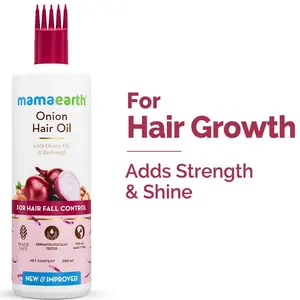 Mamaearth Onion Hair Oil With Onion & Redensyl For Hair Fall Control Adds Strength & Shine For All Hair Types