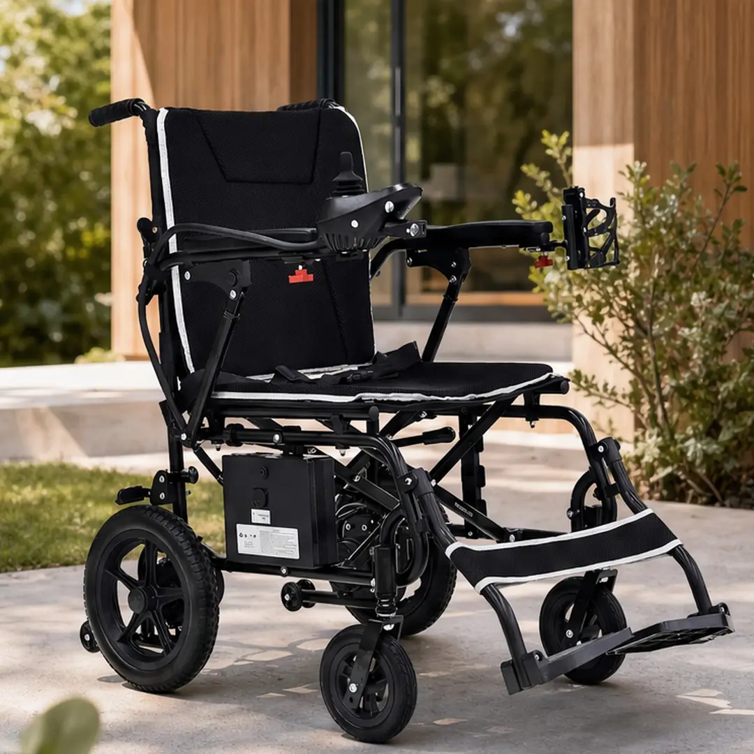 ARCH Lightweight Foldable Electric Wheelchair for Adults & Seniors, 36 lbs Ultralight Power Wheelchair with 264 lbs Capacity, 12-Mile Range, All-Terrain, LED Light, Cup Holder, Black+Gray Aluminum Alloy, Aluminium Alloy Material, Color: Black+ Gray