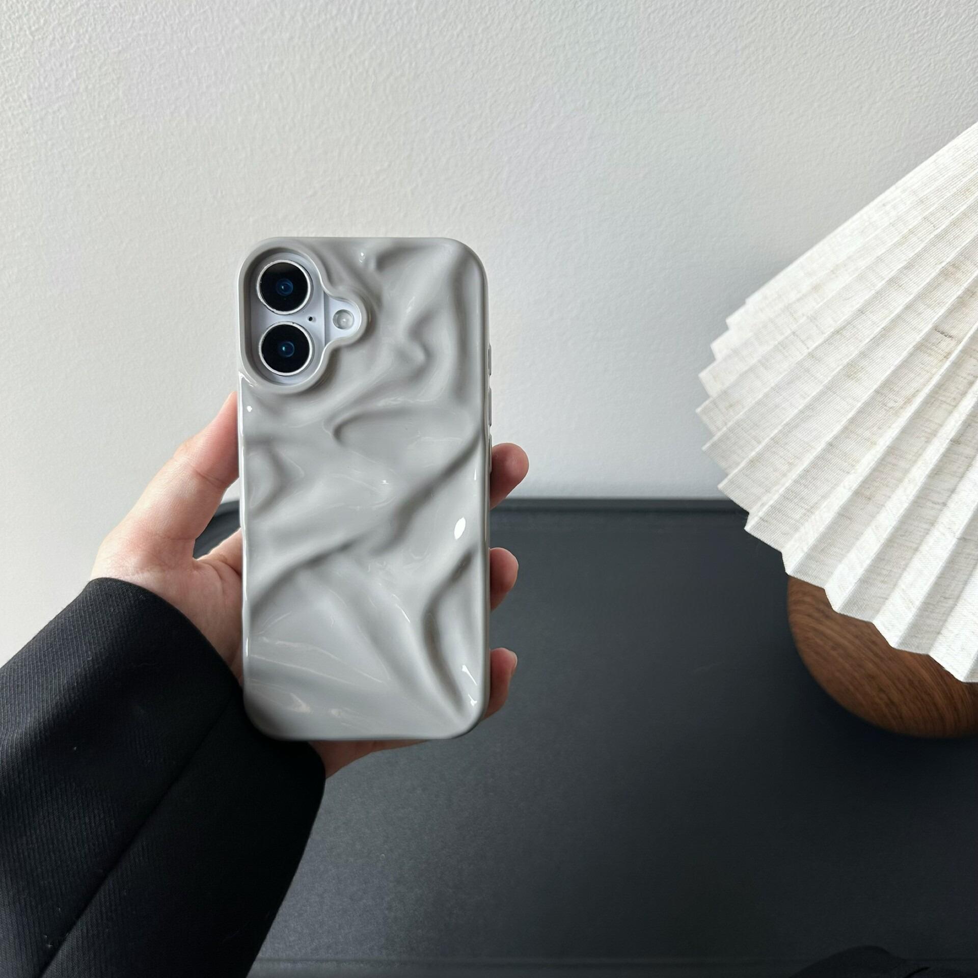 (Case & Nova.) 3D Wavy Ripple Glossy Phone Case, Compatible with iPhone 17 Pro Max, 16, 15, 14, 13, Luxury Shockproof Protective Cover junk