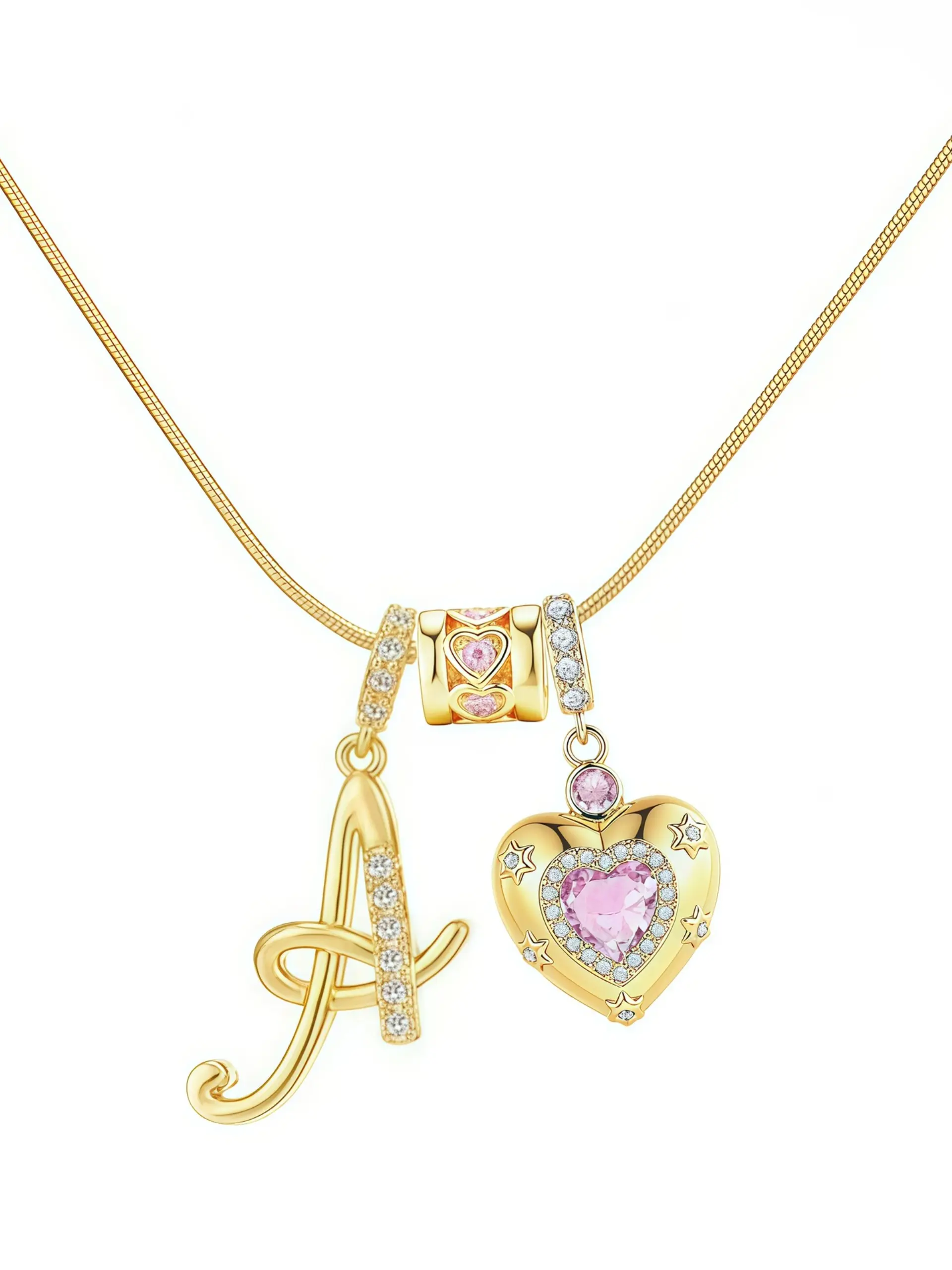 18K gold custom-made A-Z letter style necklace, Heart letter necklace, is an exquisite gift suitable for Valentine's Day, weddings, birthdays. It is imbued with religious significance, waterproof, and free of allergenic components