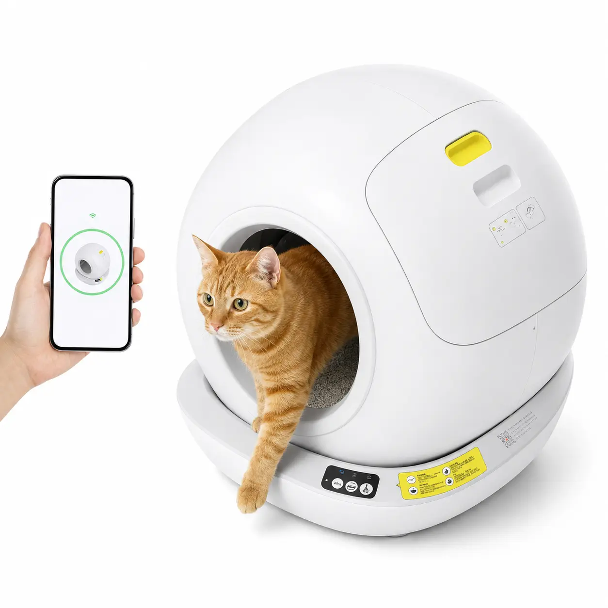 Self-Cleaning Smart Automatic Cat Litter Box - Large 78L Roomy Interior, App Control, Sensor Pause Function, Quiet Operation, Removable Waste Drawer, Mess-Free Pet Supplies Self-Cleaner, Smart Litter Box, Automatic Litter Box