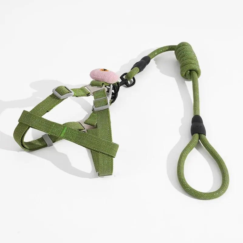 Dog Harness with Round Leash - Safety Leash Attachment Basic Halter Harnesses, Anti-Escape Breakaway Design, Adjustable Chest & Back Straps, Reflective Stitching, Universal Fit Outdoor Pet Supplies (S/M Sizes), Safety Leash Basic Halter Harnesses