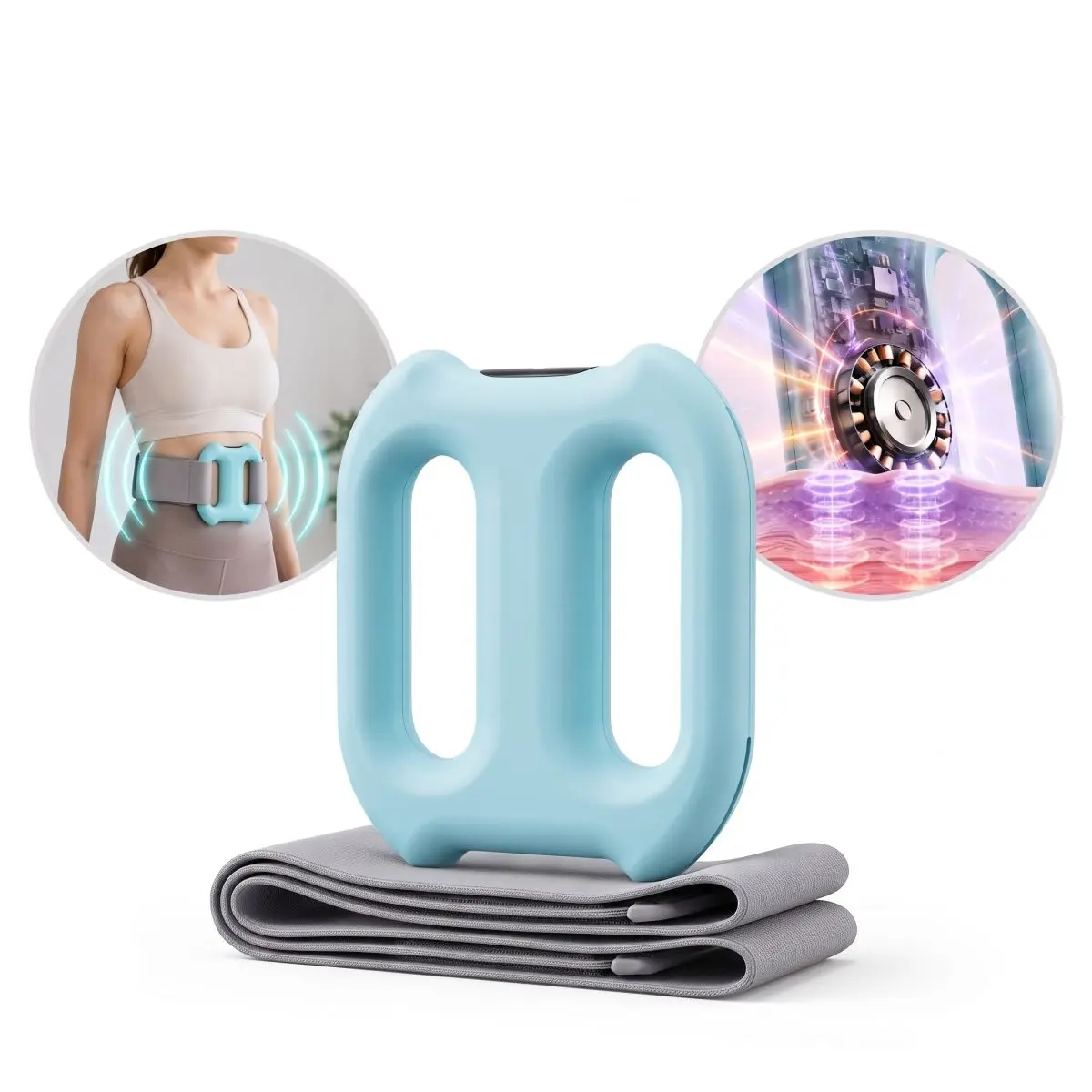 Fen Portable Rechargeable Vibration Massage Belt - Ergonomic Cordless Back Waist Massager Wrap, 55-Inch Adjustable Strap, Lightweight Muscle Pain Relief Gift for Party Favors Adults