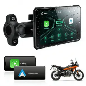 【FOZETOP】Motorcycle CarPlay Screen, 5-inch Lightweight Waterproof Portable Wireless CarPlay & Android Auto System, Handlebar Mountable, Touchscreen with Helmet Bluetooth Connection, Dual Voice Control (Siri & Google Assistant)