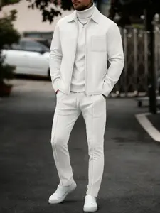 Men's Two-Piece Set, Halloween & Christmas Gifts, Friday Deals, Fall/winter, Fitted Casual Knit Pants, High Waist, Elastic Waist, Drawstring Design