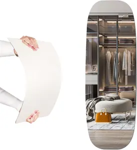 iCAGY Acrylic Full Body Mirror - Self-Adhesive Shatterproof Wall Mirror, Ultra-Thin 0.06” Lightweight for Home Gym, Bedroom, Closet Door - Frameless Easy Install (1, Oval, 16" W x 47" L)