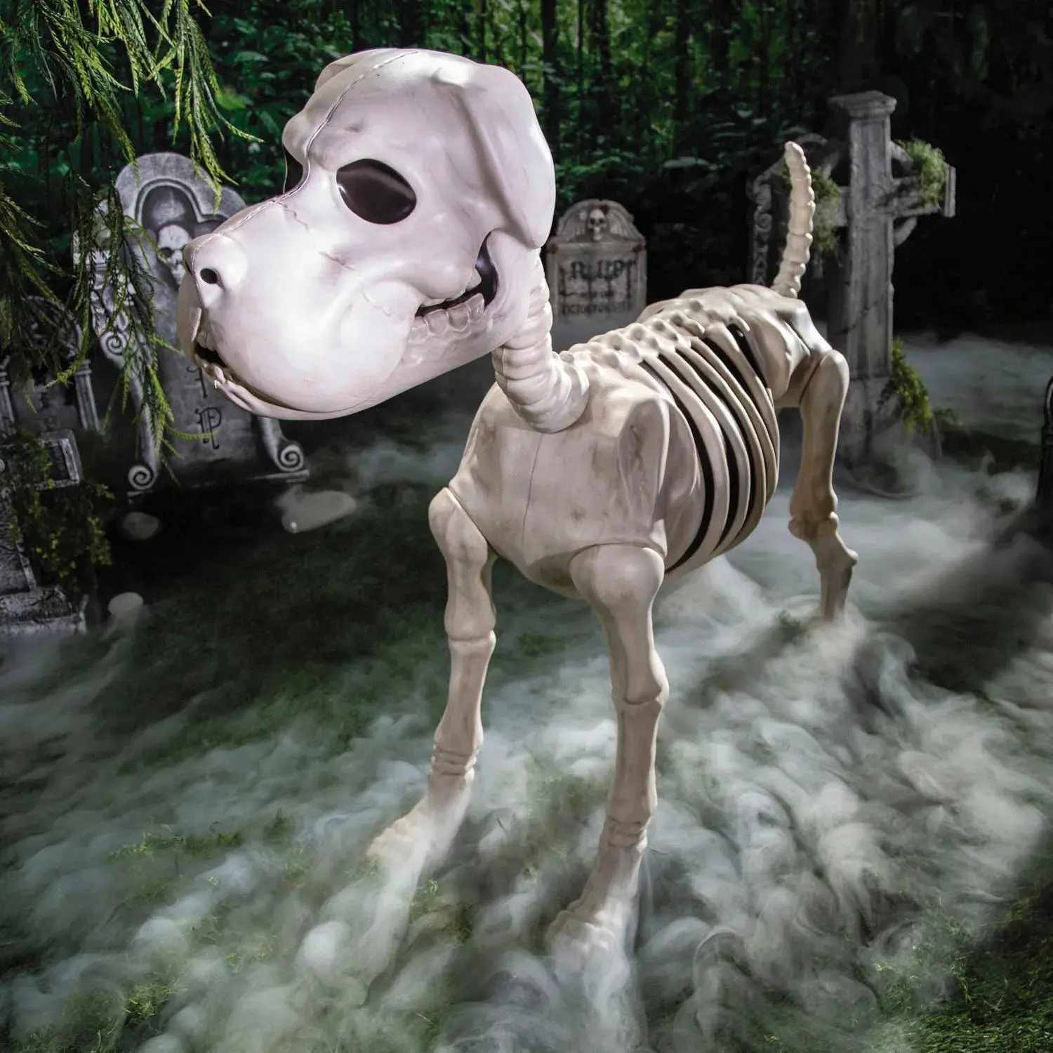 Spooky Plastic Standing Dog Skeleton Halloween Decoration, 48" Tall Holiday Festive Decor for Halloween Ideas