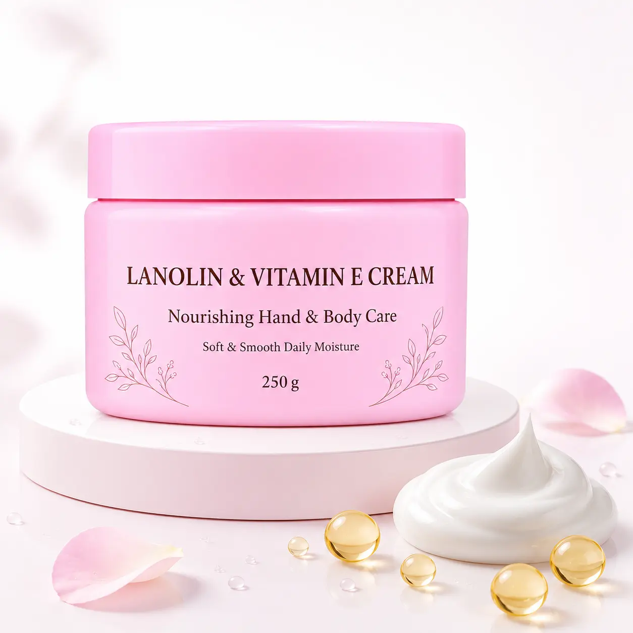 Lanolin & Vitamin E Hand and Body Cream, Nourishing Daily Moisturizer for Soft and Smooth Skin, Rich Creamy Texture