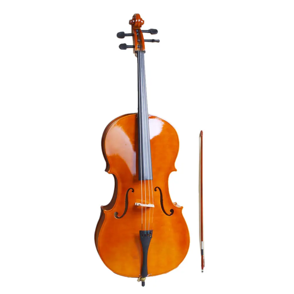 4/4 Cello Set with Padded Soft Bag, Bow, Rosin, and Natural Wood Bridge
