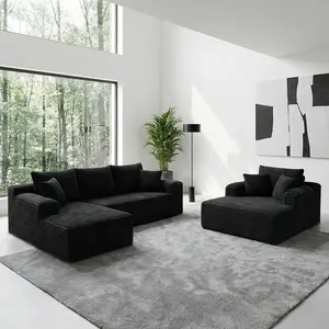 Corduroy Cloud L-shaped Modular Living Room Sofa Set & Single-person Cinema Sofa Set Non-wooden Split-style Home Sofa Set for Living Room bedroom room reading soft plush U-Shaped Bed