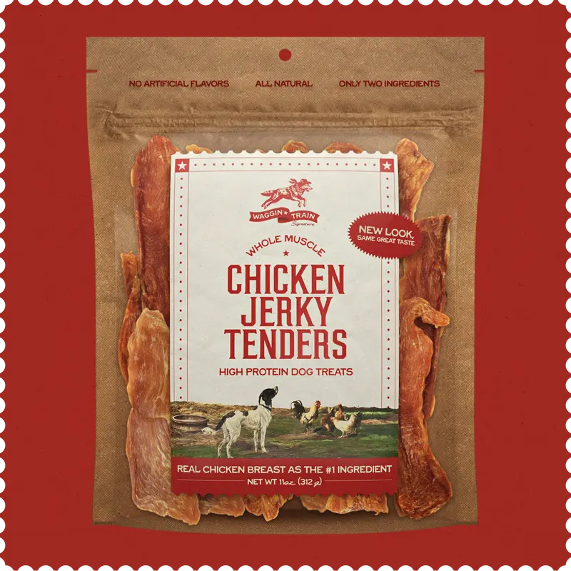 Waggin' Train Limited Ingredient Grain-Free Adult Dog Treats, 100% Real Chicken Jerky Tenders, Healthy Treat for All Breed Sizes - 11 oz. Pouch