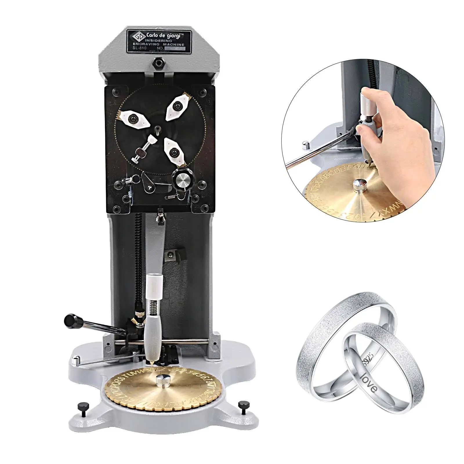 Professional Inside Ring Engraving Machine - Manual Stamper with Double-Sided Dial for Jewelry Makers & Custom Ring Engraving