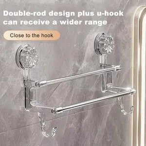 CLTRADE Non Perforated Suction Cup Towel Rack Wall Mounted Portable Bathroom Storage Organizer