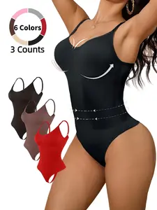 Women's Solid Color Seamless Shapewear Bodysuit, Breathable Tummy Control Butt Lifting Shaper, Women's Shapewear for Daily Wear, Compression