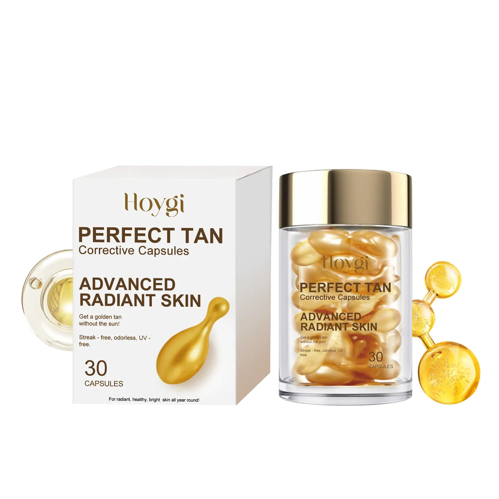 Darkening care serum, gentle tanning, revitalizes and nourishes, improves skin texture, corrects skin tone, 30 capsules