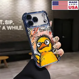 Graffiti Duck Cute Yellow Smile Doodle Duck Streetwear Aesthetic Design Pattern Casing For iPhone 17 16 15 14 13 12 Samsung 22 23 24 25 Plus Pro Max Ultra Soft Silicon TPU Shockproof Protector Vintage Unique Fashion Mobile Phone Case
