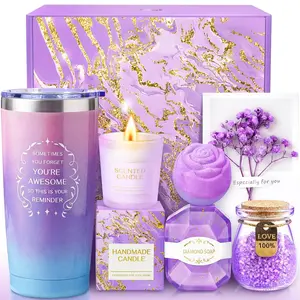 Birthday Gifts for Women, Gift Baskets Set for Mom, Wife, Her, Friend, Teacher, Nurses, Coworker, Self Care Spa Relaxation Baskets Set, Thank You Gift for Women Purple