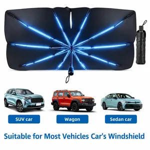 Car Windshield Sun Shade Umbrella, Foldable UV Blocker Heat Shield for Front Window, 5-Layer Coating with 10 Reinforced Ribs, Medium 55" x 31" Sunshade for Sedans, SUVs Windshield