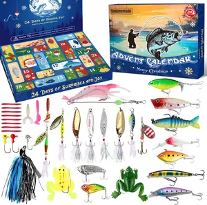Santreetrade Fishing Advent Calendar 2025 for Adult Teen Boy Men 24 Days Christmas Countdown Lure Tackle Kit Bass Trout Gift Dad Husband Boyfriend