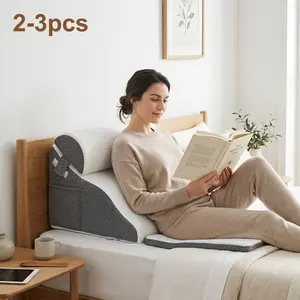 Adjustable Back Support Pillow Set, 2/3pcs Wedge Pillows for Sitting Up in Bed, Comfortable Bed Wedges for Snoring & Acid Reflux Relief, Acid Reflux Aid, Supportive Bolster