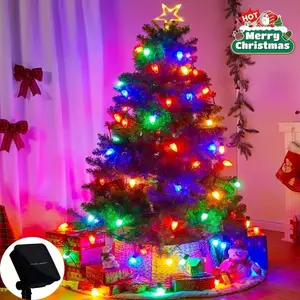 Solar Christmas Lights Outdoor Strawberry String Lights, 8 Modes, Fairy Lights for Wedding Hallway Living Room Fence Balcony Decoration