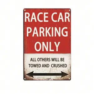 CIFbuy Vintage 3D Metal Tin Sign, Retro Race Car Wall Art For Garage Man Cave Bar Bedroom, Cool Boys Decor Gift