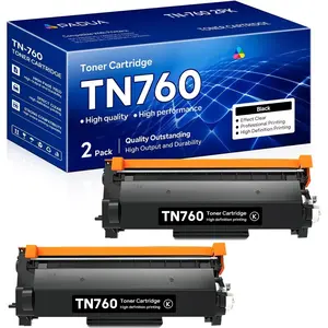 TN-760 TN760 High Yield Black Toner  Compatible Replacement for  TN 760 DCP-L2550DW HL-L2350DW HL-L2370DW HL-L2390DW HL-L2395DW MFC-L2710DW MFC-L2750DW Printer(2 Pack)