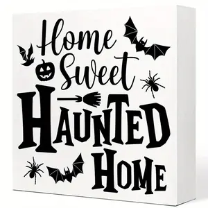 Halloween Bat Spider Pumpkin Broom Decor, 3.96 Inch Foam PVC Desktop Ornament, Tabletop & Wall Art, Perfect for Home & Office Gifts