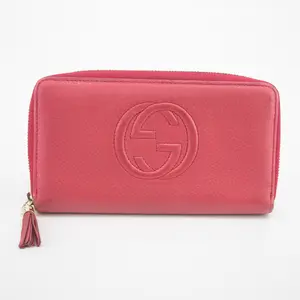 Pre-owned GUCCI Leather small leather goods Pink Soho Interlocking G Tassel Round Zipper Long Wallet #2058