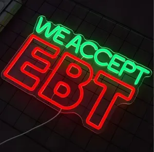Avant-Garde Neon Sign, USB-Powered EBT Business Sign with Green & Red LED Display, Neon-Lit Novelty Lighting for Retail Stores, Avant-Garde Novelty Lighting