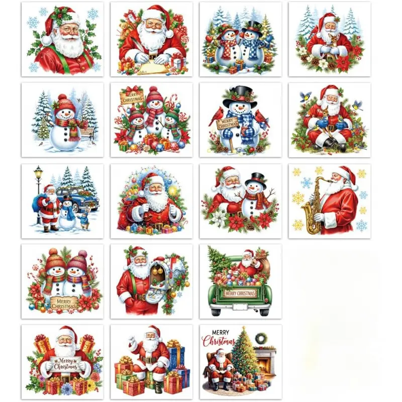 18Pcs Christmas Rub on Transfers, Santa Snowman UV DTF Cup Wraps Waterproof Cold Transfer Stickers for Tumbler Glass  Metal Mug Decor