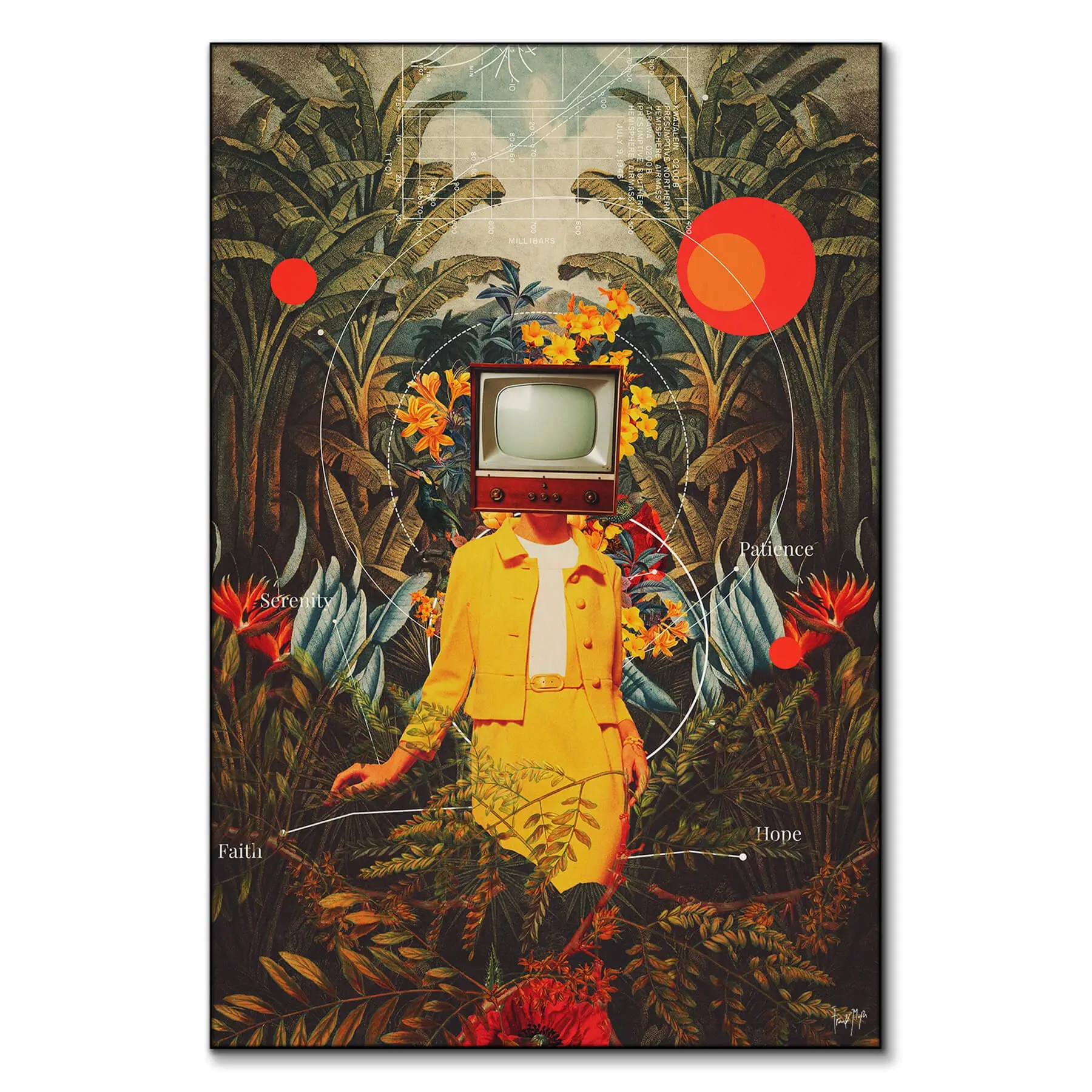 She Came from the Wilderness Wall Art Print, Surreal Artwork with Print and Frame