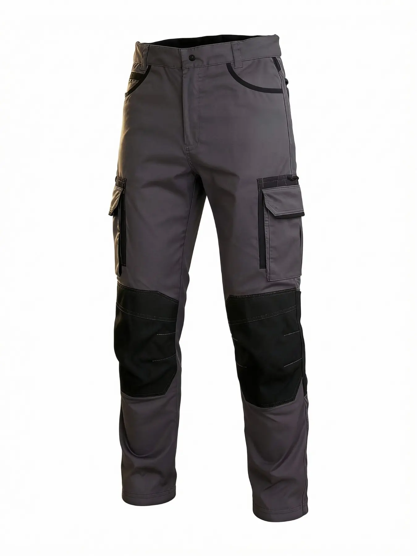 Men's Multi-Pocket Wear-Resistant Colorblock Work Pants, Knee Reinforced Waterproof Safety Pants, Outdoor Construction Auto Repair Electrician Work Pants