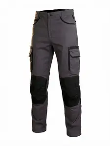 Men's Multi-Pocket Wear-Resistant Colorblock Work Pants, Knee Reinforced Waterproof Safety Pants, Outdoor Construction Auto Repair Electrician Work Pants