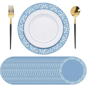 Mexican Paper Placemats 32/50 Pcs  Disposable Round Table Mats 13 Inch Lightweight Doilies for Cinco de Mayo Taco Tuesday Fiesta Baby Shower Birthday Bridal Shower