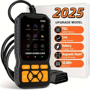 Professional Obd2 Diagnostic Scanner V520, Engine Fault Detector, Code Reader, Battery Tester, Supports 10 Languages, Fits All Obd Ii Vehicles Since 1996