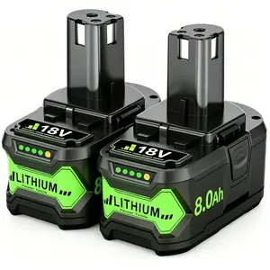2-packs RYOBI Replacement for RYOBI ONE+ 18V Lithium Battery, 8Ah High Capacity Power Tool Battery Compatible with P102 P103 P104 P105 P106 P107 P108 P109 P122 and More