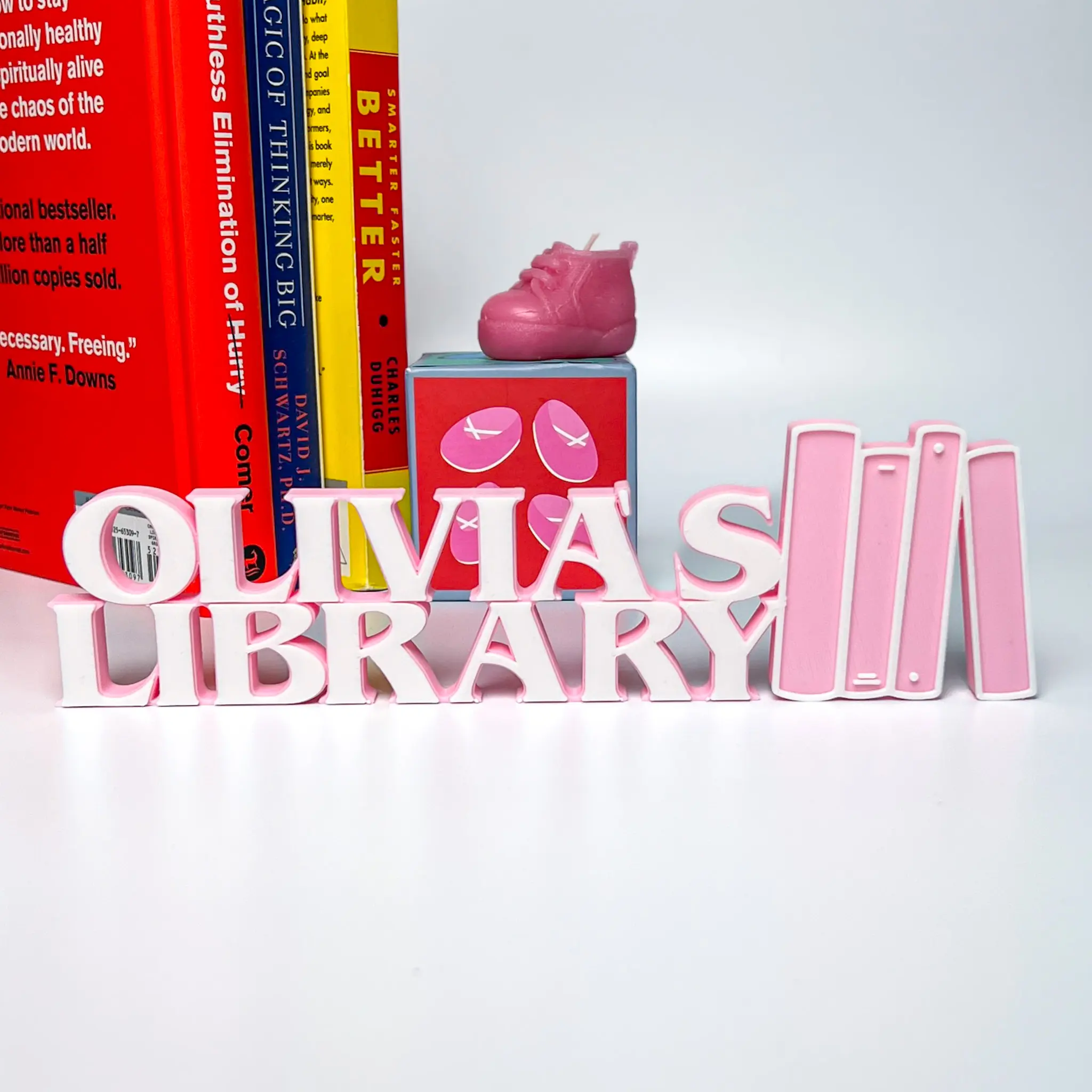 Custom library sign for bookshelf decor, Custom name for bookish gift, 3d printed sign for reading lovers, Personalized sign book nook decor