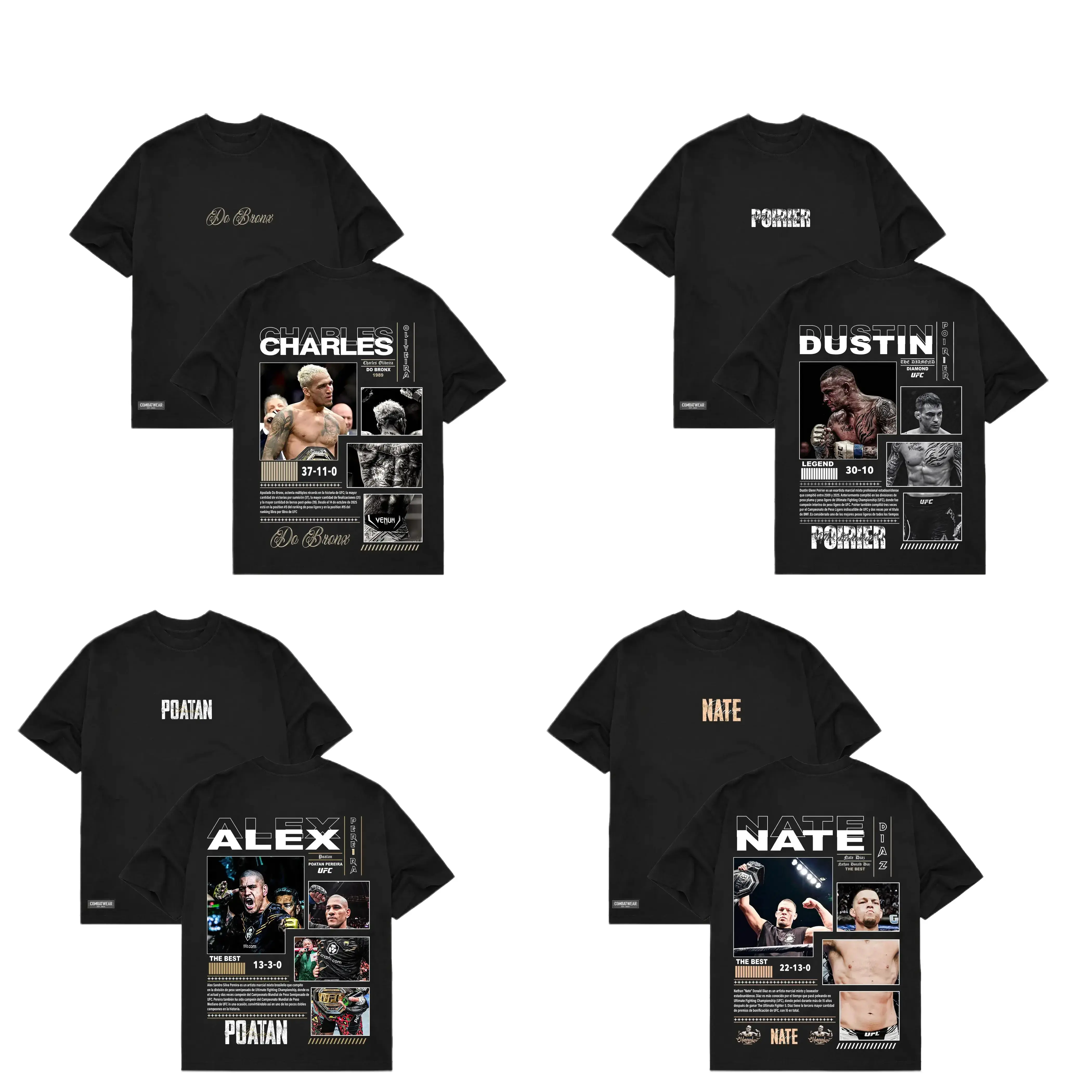 COMBATWEAR UFC FIGHTERS COLLECTION TEE, MMA Graphic Tee, UFC Champion Shirt, Gym Wear, Gift for Fighters, Sports Apparel Menswear summervibes