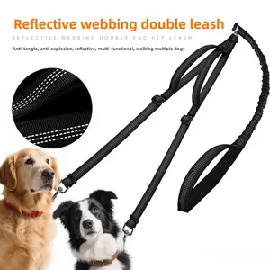 Double-headed pet reflective leash, dog walking leash, multi-dog chain, dual-head dog leash for pets Bite Resistant Inflatable Balls Set Interactive Bungee Toy accessories harness LED Retractable collar shaped puppy gift surprise tornado braces jumping