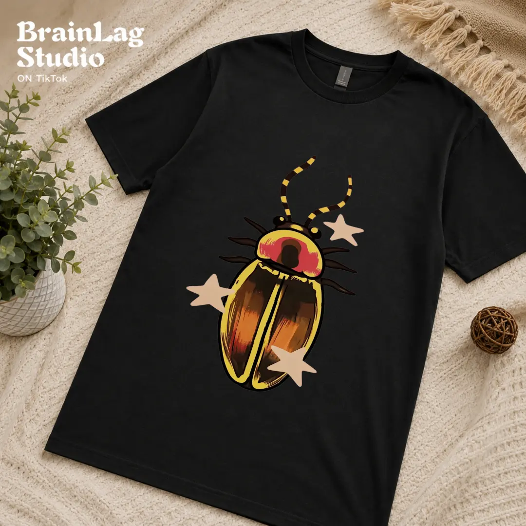 Shiny Beetle Bug Graphic T Shirt Cute Insect Lover Nature Aesthetic Tee Unisex Casual Shirt