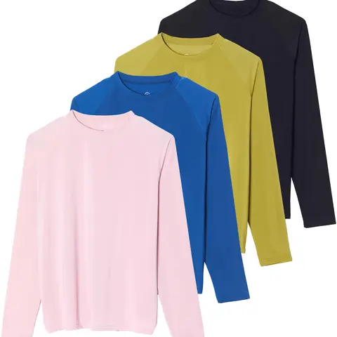 4 Pack Women's Long Sleeve Rash Guard Swim Shirts UPF 50 Sun Protection Top