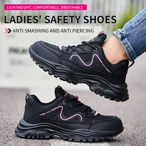 Women’s steel toe safety sneakers — anti-smash and puncture-resistant work shoes with a breathable mesh upper, EVA outsole, suitable for casual and outdoor wear, steel toe design, durable construction