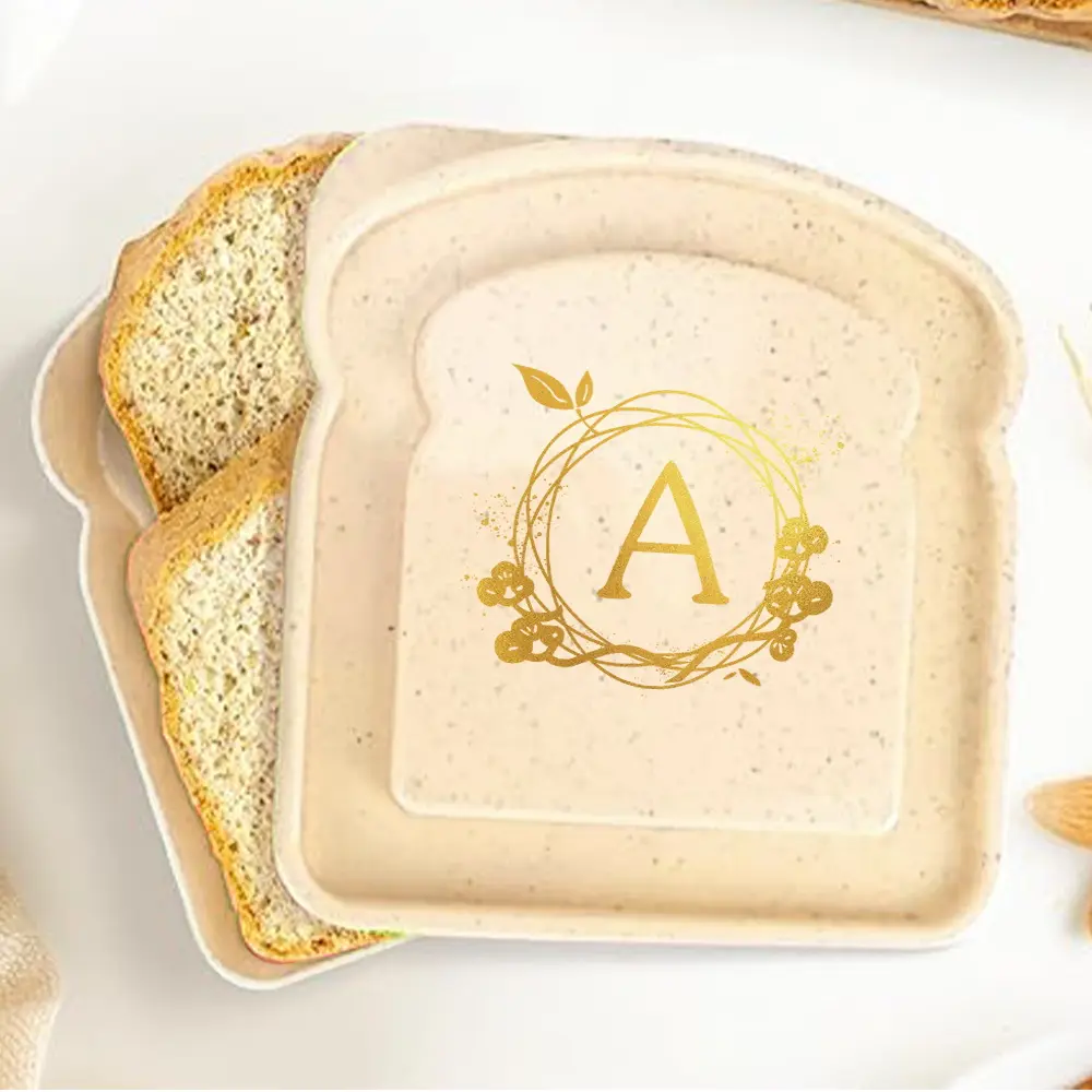 Student Toast-Shaped Bento Lunch Box | Initial Name 26 Letters Wreath Pattern | Leakproof Dust-Proof Sandwich Container | Large-Capacity for Breakfast & School Lunches | Ideal Back to School Accessory