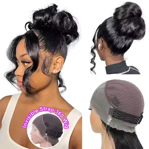 Leniku Hair 360 HD Lace Front Wig Human Hair 180% Density Body Wave Transparent Lace Frontal Wig Pre-Plucked Hair Full Hairline Natural Wigs For Women