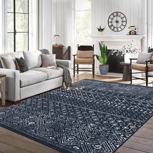 【GARVEE】Large Area Rug Living Room Rugs 9x12 Large Soft Machine Washable Neutral Stain Resistant Indoor Floor Rug Carpet for Bedroom Under Dining Table House Decor Black